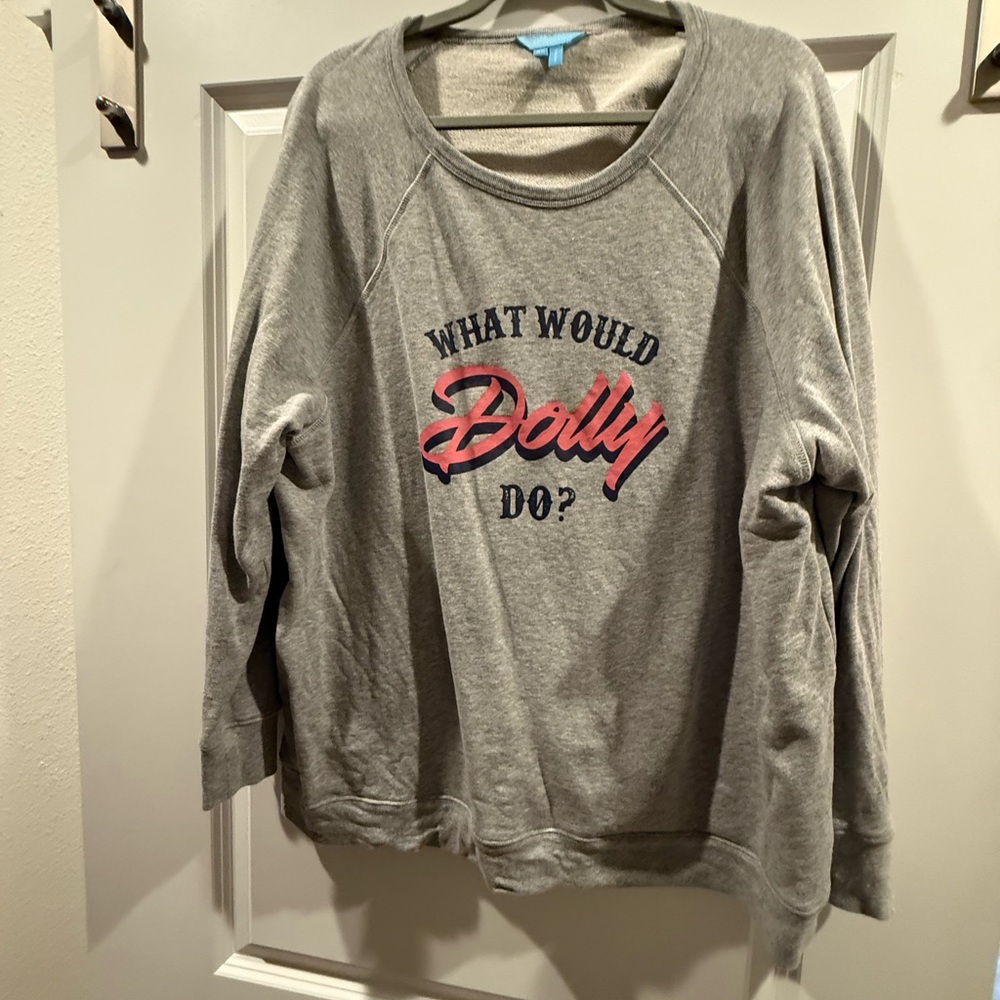 Draper James Heather Gray Top with Blue Accent